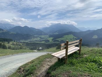 Scenic view of landscape and mountains against sky