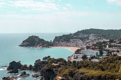 Coastal landscape with rocky hills and trees. shore on costa brava in spain