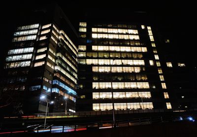 Modern office building at night