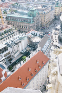 High angle view of buildings in city