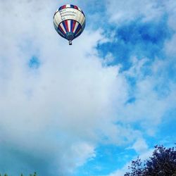 Low angle view of hot air balloon against sky