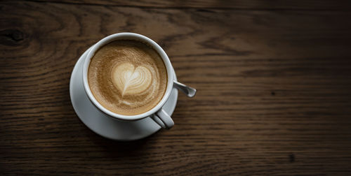 High angle view of coffee on table