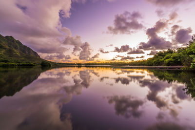 Scenic view of lake against sky