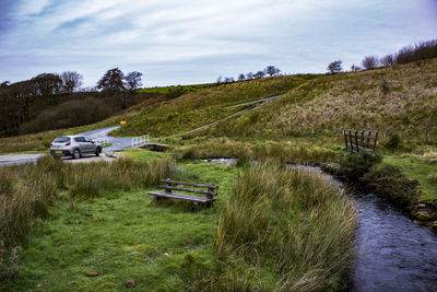 Scenic view of land against sky