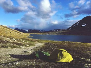 Scenic view of mountains against sky