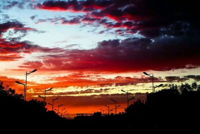 Low angle view of dramatic sky during sunset