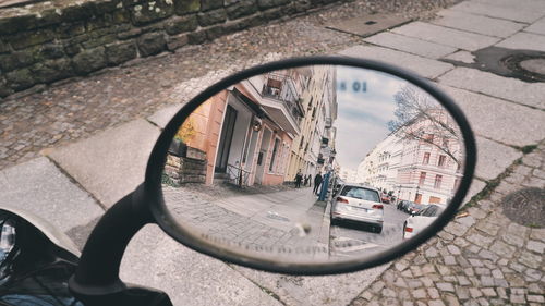 Close-up of side-view mirror