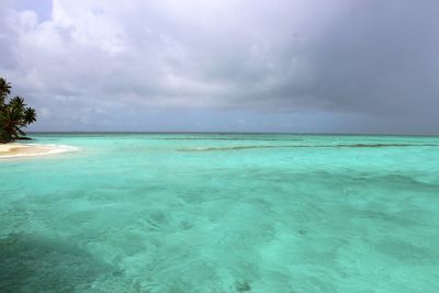 Scenic view of sea against cloudy sky
