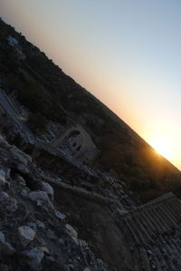 Scenic view of mountains against sky during sunset