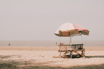 Scenic view of beach against clear sky