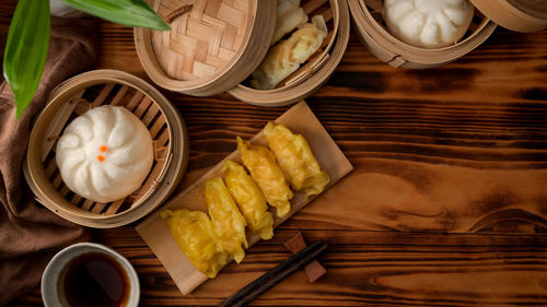 High angle view of food on table