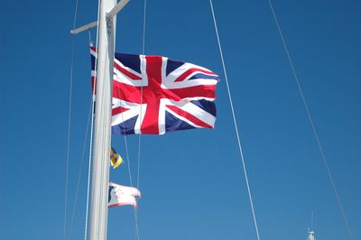 Union jack flag flying in the wind