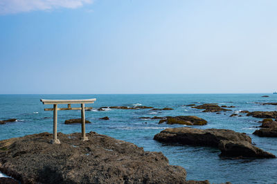 Scenic view of sea against clear sky