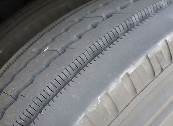 High angle view of tire tracks