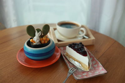 Close-up of breakfast served on table