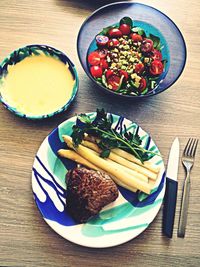 Directly above shot of food in plate