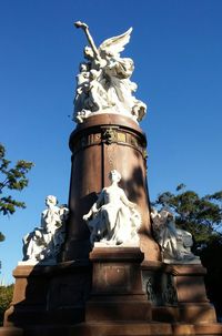 Low angle view of statue against clear sky