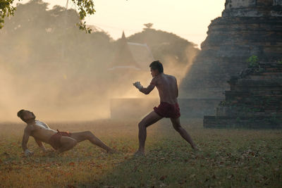 Martial arts of muay thai or thai boxing at thailand, muay thai at ayutthaya thailand