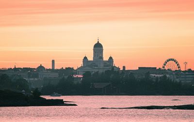 View of city at sunset