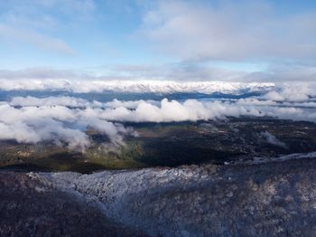 Scenic view of volcanic landscape against sky