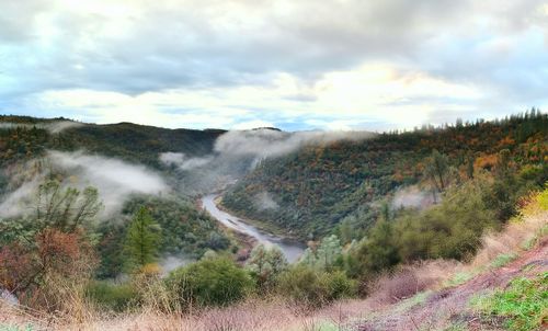Scenic view of landscape against cloudy sky