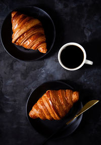 High angle view of breakfast on table