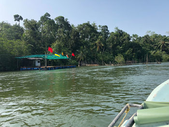 Scenic view of lake against trees