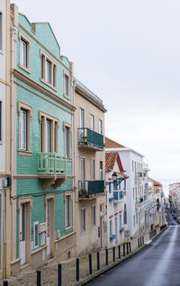 An empty old street leading to the ocean, in the historic center of the portuguese city of nazare