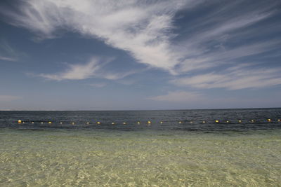 Scenic view of sea against cloudy sky