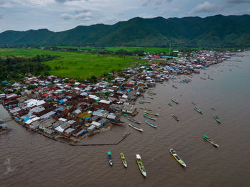 High angle view of beach