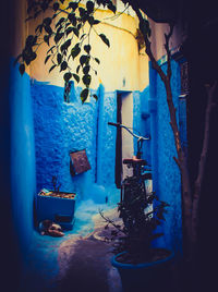 Clothes hanging on wall by building