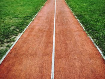 High angle view of running track