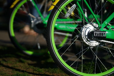 Close-up of bicycle wheel