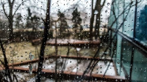 Wet glass window during rainy season