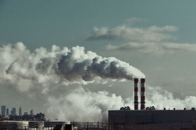Smoke and clouds over industries in new jersey