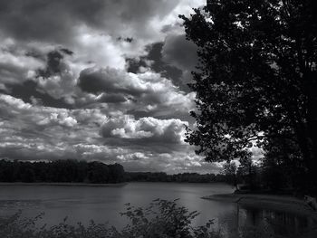 Scenic view of lake against sky