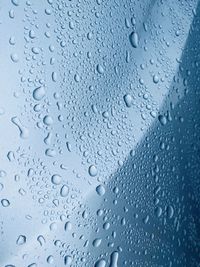 Full frame shot of raindrops on glass window