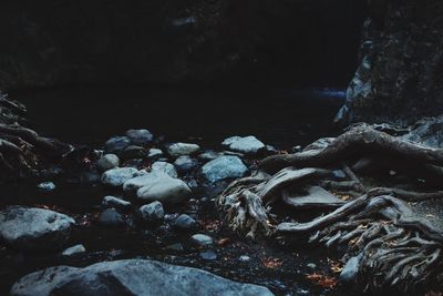 Close-up of water flowing in river