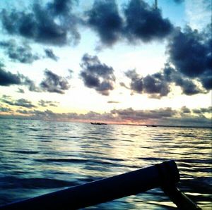 Scenic view of sea against cloudy sky