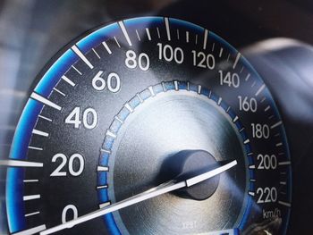 Close-up of car speedometer