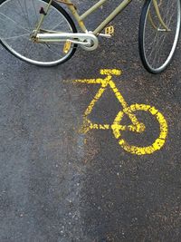 High angle view of bicycle on street
