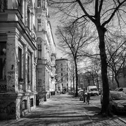 Narrow alley along buildings