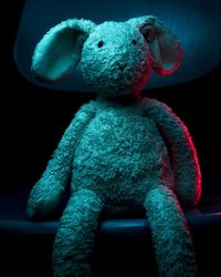 Close-up of stuffed toy over black background