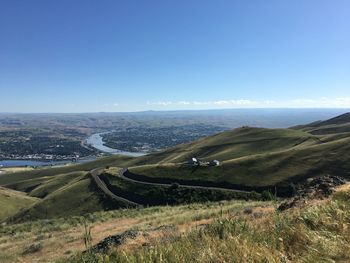 Scenic view of landscape against clear sky