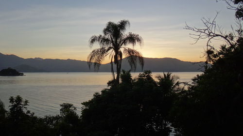 Scenic view of mountains at sunset