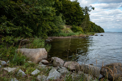 Scenic view of lake against sky