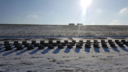 Scenic view of beach against sky