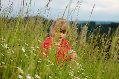 People on grassy field