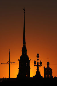 Low angle view of silhouette building against sky during sunset