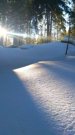 Scenic view of frozen landscape against sky